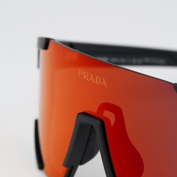 NEW Prada PS04WSF DG002U Black Rubber Brown Orange Rectangle Unisex Sunglasses - Picture 9 of 12